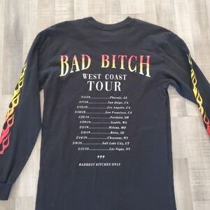 Women Biker Motorcycle‎ Long Sleeve T-shirt Black Flames Size Large Fashionnova